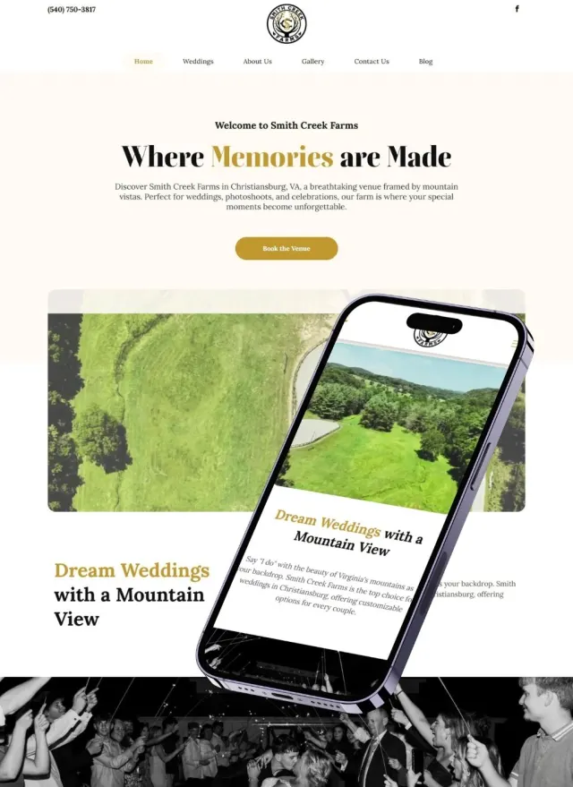 Smith Creek Farms website on desktop and phone: Where Memories are Made